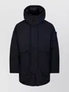 Stone Island Padded Parka Long Length Hood Side Pockets In Black