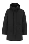 Stone Island Padded Parka Long Length Hood Side Pockets In Black