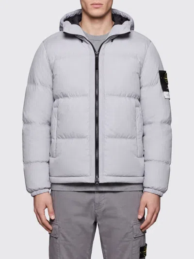 Stone Island Padded Ripstop Nylon Down Jacket With Removable Hood In Gray