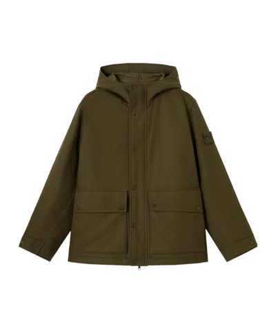 Stone Island Padded Short Parka With Anti-drop In Green