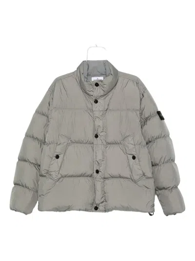 Stone Island Crinkle Reps Ny Padded High Collar Jacket In Gray