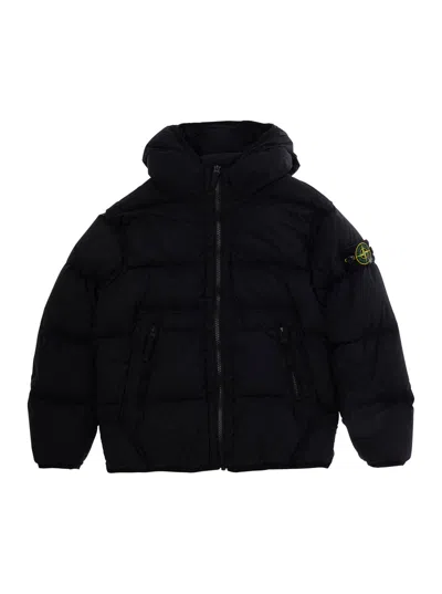 Stone Island Padded Tech Fabric Down Jacket In Black