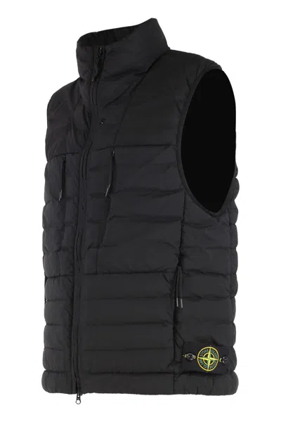 Stone Island Padded Vest With Zip Closure In Black