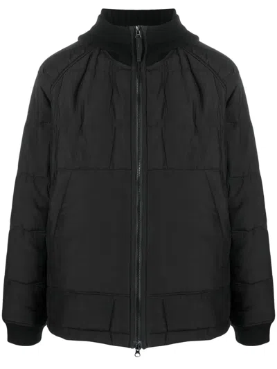 Stone Island Logo-patch Zip-up Padded Jacket In Black