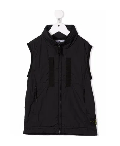 Stone Island Padded Zipped Gilet Jacket In Black