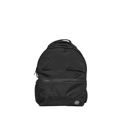 Stone Island Padded Zip-up Backpack In Black