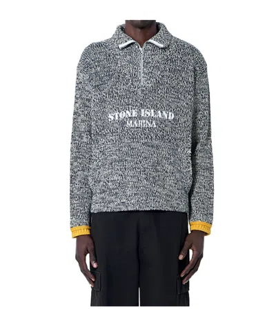 Stone Island Painted-logo Sweater In Ivory