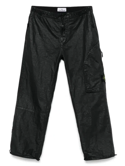 Stone Island Panama-weaved Cargo Pants In Black