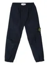 Stone Island Navy Blue Cotton Blend Trousers In Blue