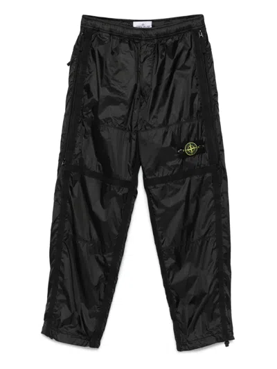 Stone Island Panelled Zip-detail Trousers In Black