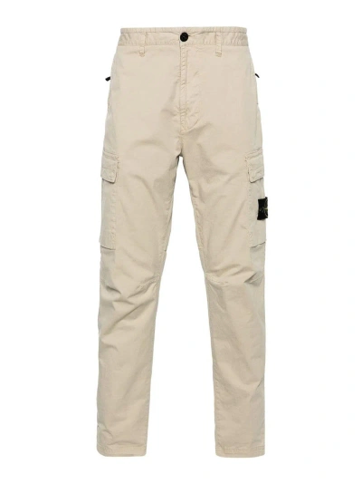 Stone Island Trousers With Patch In Beige