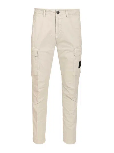 Stone Island Cargo Trousers In Broken Cotton Twill In Gray