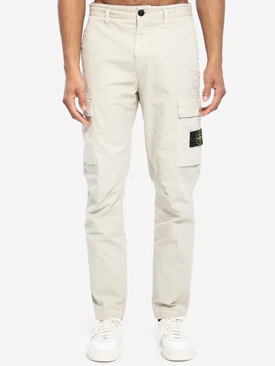 Stone Island Pantalone Cargo Regular Tapered In Neutral