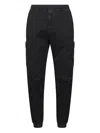 Stone Island Tapered Fit Cotton Cargo Pants With Elasticated Waistband Clothing In Black