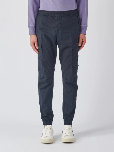 Stone Island Pantalone Regular Tapered Trousers In Navy