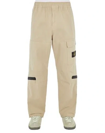 Stone Island Trousers Beige Cotton, Elastane In Neutral