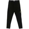 Stone Island Black Cotton Jogging Trousers With Logo Men In Black