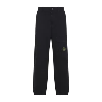 Stone Island Compass Patch Cargo Pants In Black