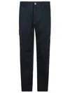 Stone Island Black Slim Cargo Pants With Elasticated Waist And Logo Patch In Stretch Cotton Man In Blue