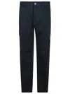Stone Island Black Slim Cargo Pants With Elasticated Waist And Logo Patch In Stretch Cotton Man In Blue