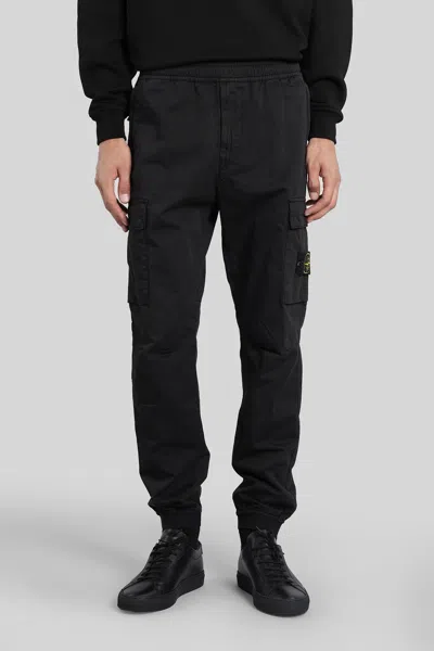 Stone Island Utility Trousers Featuring Elasticated Cuffs In Black