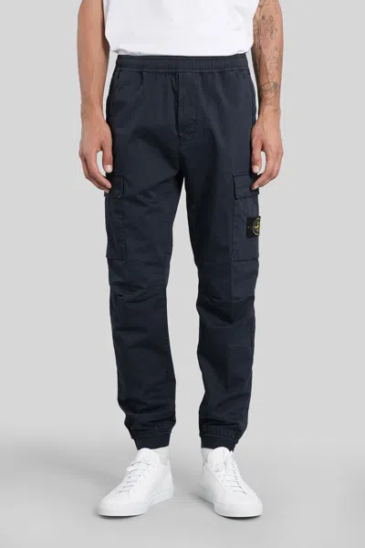 Stone Island Pants In Blue Cotton