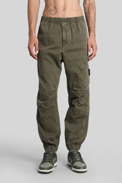 Stone Island Pants In Green Cotton In White