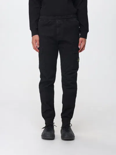 Stone Island Pantalone Cargo Con Patch Logo In Black