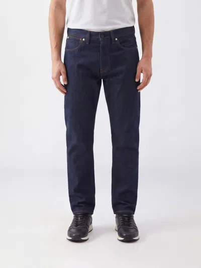 Stone Island Mens Reflective Straight-leg Denim Jeans Slate Blu In Blue