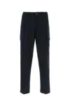 Stone Island Black Slim Cargo Pants With Elasticated Waist And Logo Patch In Stretch Cotton Man In Navy