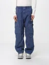 Stone Island Blue Cargo Pants With Cargo Pockets And Logo Patch On The Side In Tech Fabric Man In Blue