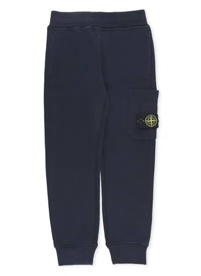 Stone Island Kids' Pants With Logo In Blue