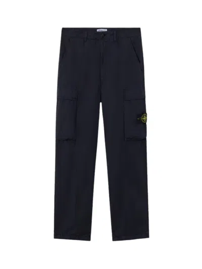 Stone Island Regular-fit Cargo Trousers With Angled Zip Pockets In Black