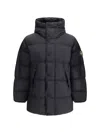Stone Island Quilted Short Parka With Hood And Button Closures In Black