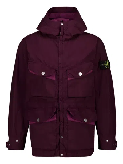 Stone Island Parka Jacket W/pockets In Red
