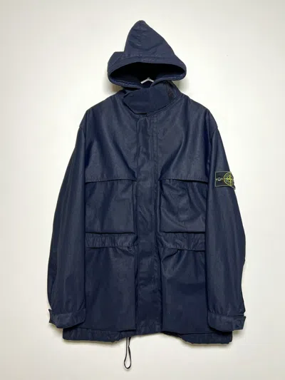 Pre-owned Stone Island Parka Shimmer Nylon Jacket M-l In Blue