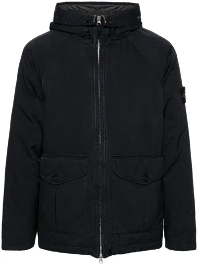 Stone Island Parka With High-quality Material Blend And Functional Design In Black