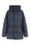 Stone Island Quilted Blue Padded Jacket With Hood And Oversized Fit In Blue