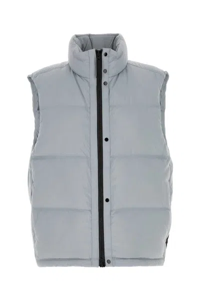 Stone Island Pastel Light Blue Nylon Down Jacket In Yellow