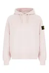 Stone Island Oversized Fleece Hoodie With Logo Badge And Drawstring Hood In Pink