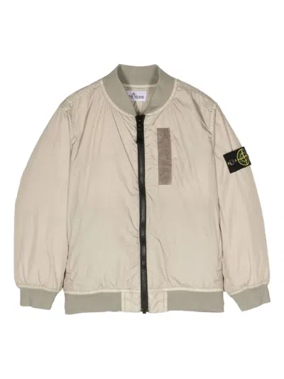 Stone Island Kids' Patch Bomber Jacket In Neutral