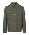 Stone Island Men's Wool Blend Snap Front Overshirt In Green