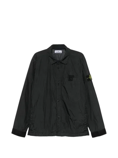 Stone Island Patch Chest Pocket With Snap-fastening Tape Strap Mini Utility Jacket With Concealed Sn In Animal Print