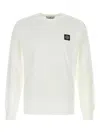 Stone Island White Long-sleeve Crewneck T-shirt With Logo Patch On The Front In Cotton Man In White