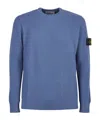 Stone Island Ribbed Knit Sweater With Crew Neckline In Burgundy