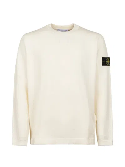 Stone Island Regular Fit Crew Neck Sweatshirt With Elasticated Edges In Neutral