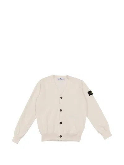 Stone Island Kids' Patch-detail Cardigan In White