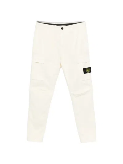 Stone Island Patch-detail Cargo Trousers In White