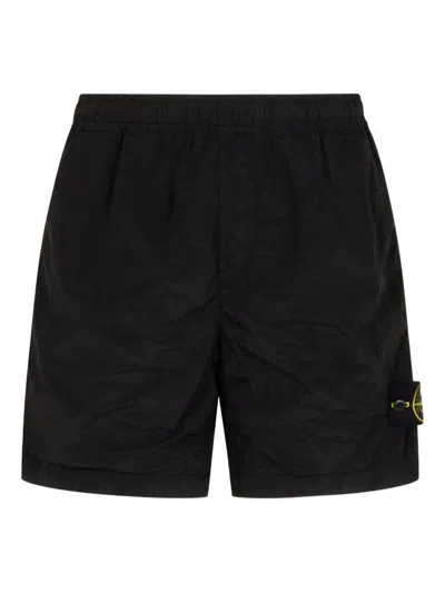 Stone Island Patch-detail Track Shorts In Black