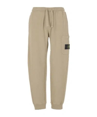Stone Island Patch Drawstring Trousers In Nude
